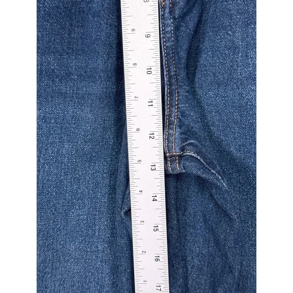 Free People Trouser Jeans 24 Womens Dark Blue Wash Pleated Front Tapered Leg